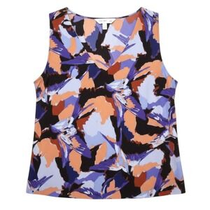 Nine West Top Blouse Blue Multi-Color, Business Casual, Sleeveless, Medium